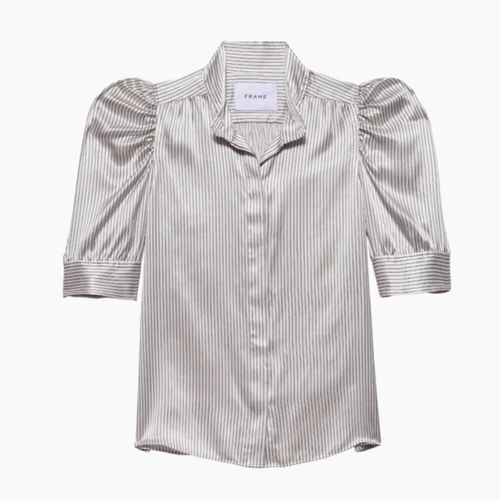 Frame Denim Striped Blouse Gillian Bone Multi NWT red dot see photos